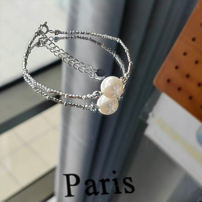 S925 Silver - Gray Akoya Pearl Bracelet | 7.5–8mm AAAA Grade