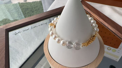 S925 Silver & White Crystal - Freshwater Pearl Goldfish Bracelet | 6–7mm AAA Grade