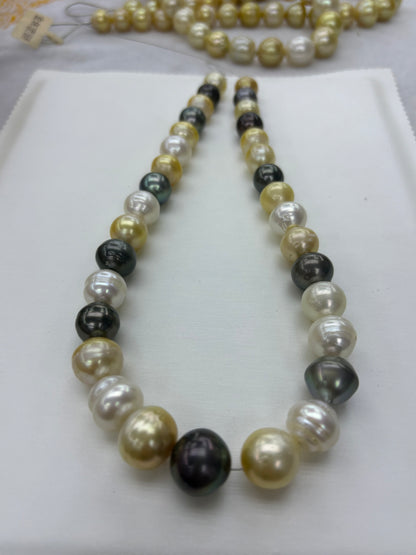Mixed-Color Tahitian Pearl Strand | 11–15mm AA Grade