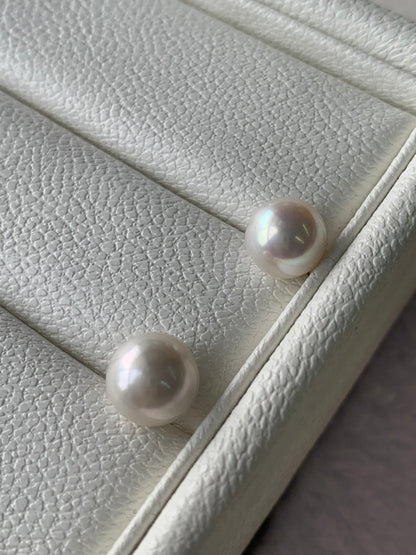 White Freshwater Cultured Pearl Matched Pair | 8–9mm AA Grade | Pair of Pearls