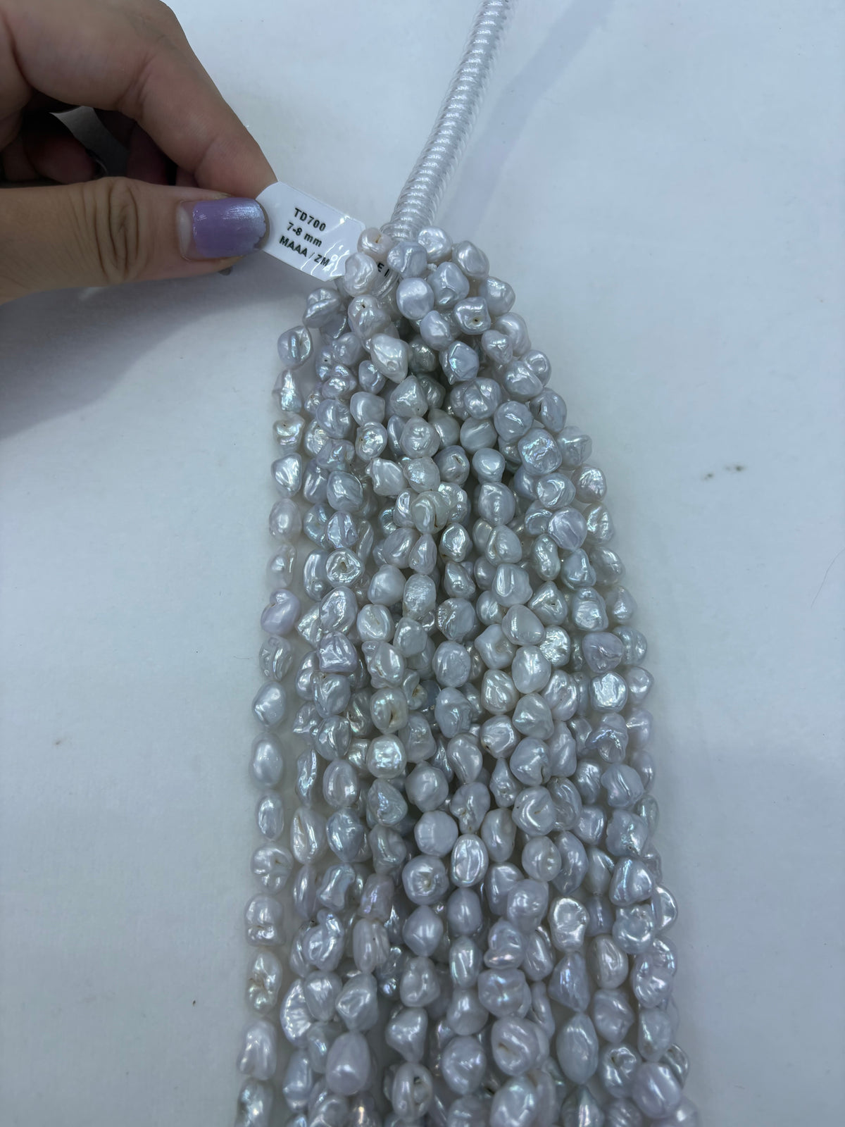 White Freshwater Keshi Pearl Strand | 7–8mm AA Grade