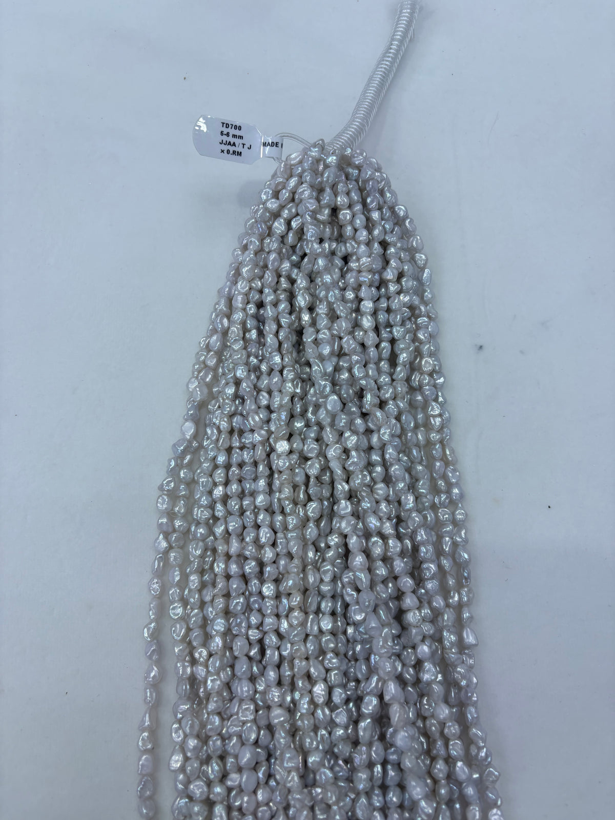 White Freshwater Keshi Pearl Strand | 5–6mm AAA Grade