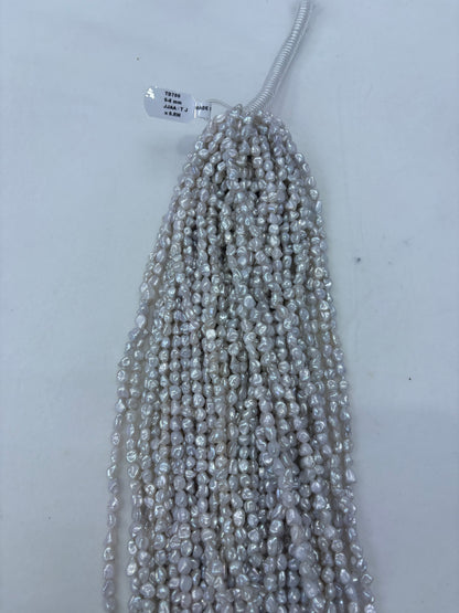 White Freshwater Keshi Pearl Strand | 5–6mm AAA Grade