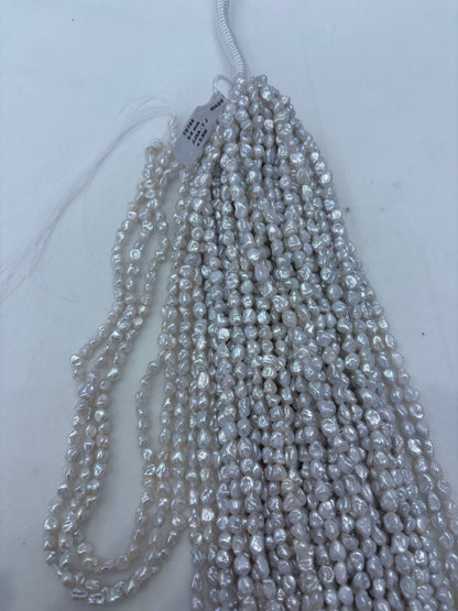 White Freshwater Keshi Pearl Strand | 5–6mm AAA Grade