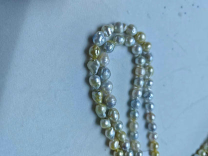 Gold & White Mixed Saltwater Baroque Pearl Strand | 8–13mm AA Grade