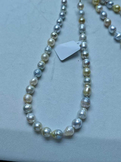 Gold & White Mixed Saltwater Baroque Pearl Strand | 8–13mm AA Grade