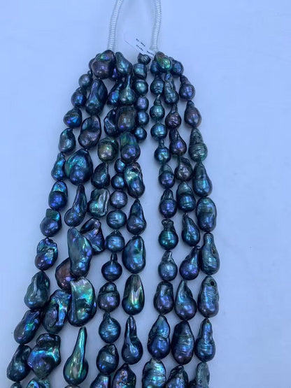 Black Dyed Freshwater Baroque Pearl Strand | 13–25mm AA Grade
