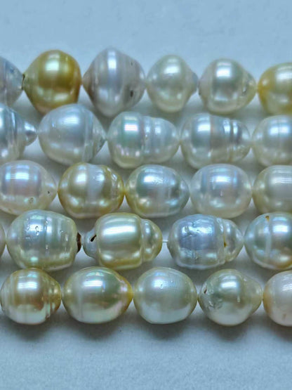 Gold & White Saltwater Cultured Pearl Strand | 10–14mm AA Grade