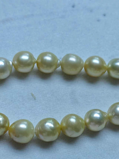 Light Gold Saltwater Baroque Pearl Strand | 9–11mm AA Grade