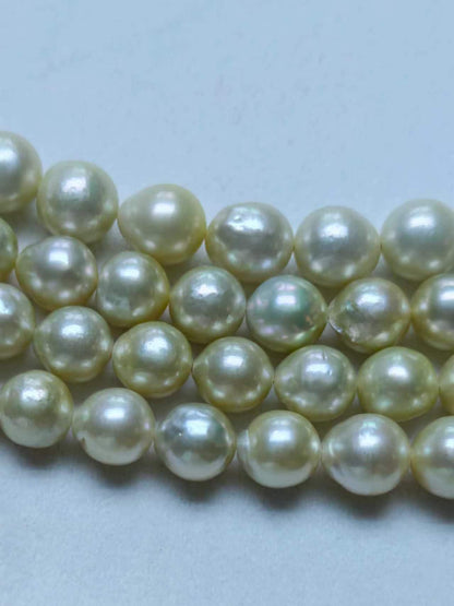 Light Gold Saltwater Baroque Pearl Strand | 9–11mm AA Grade