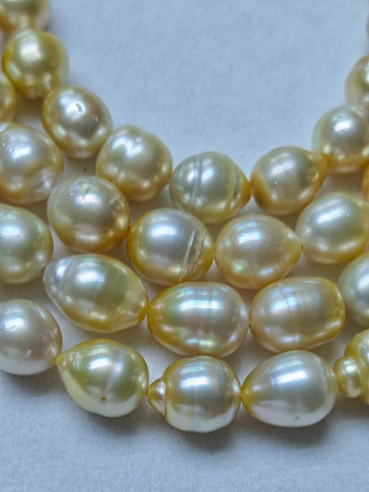 Light Gold & White Gradient Saltwater Pearl Strand | 9–12mm AA Grade