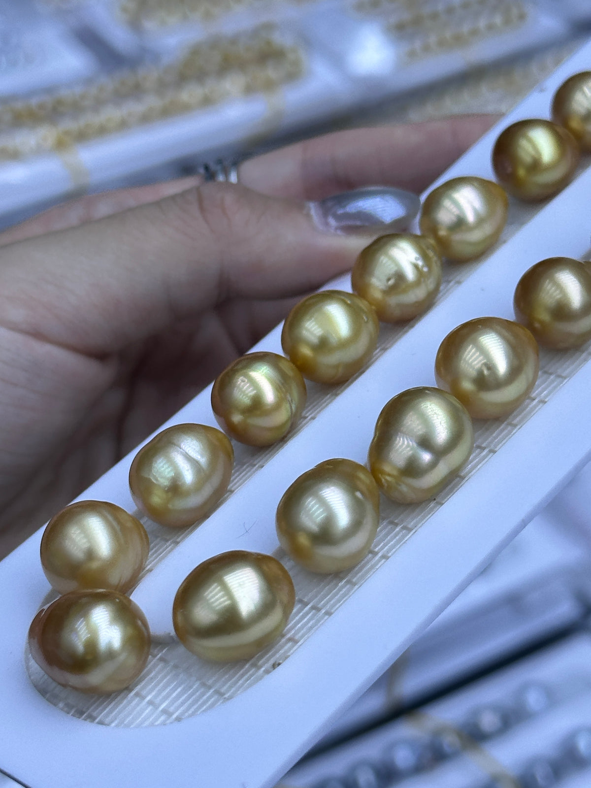 Rich Gold South Sea Baroque Pearl Loose Pearl Strand | 10–12mm AAA- Grade | Per Strand