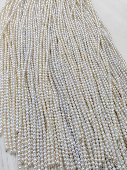 White Freshwater Pearl Strand | 4–4.5mm AA Grade | Drop Rice | Per Strand