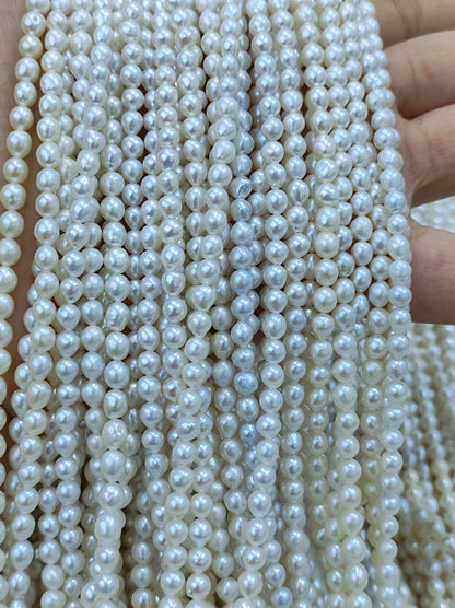 White Freshwater Pearl Strand | 4–4.5mm AA Grade | Drop Rice | Per Strand