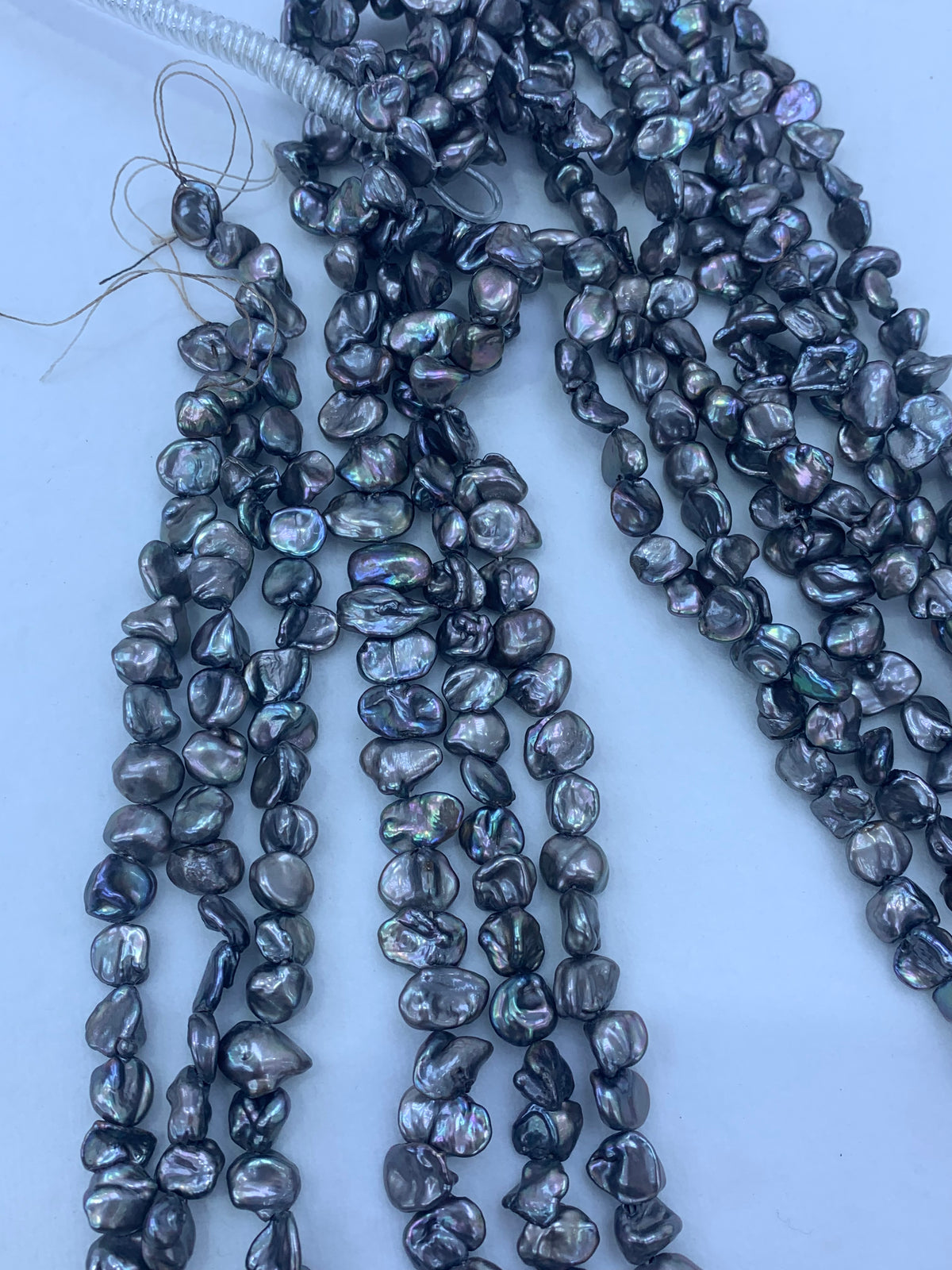 Grey Dyed Freshwater Keshi Pearl Strand | 5–6mm AAA Grade | Per Strand