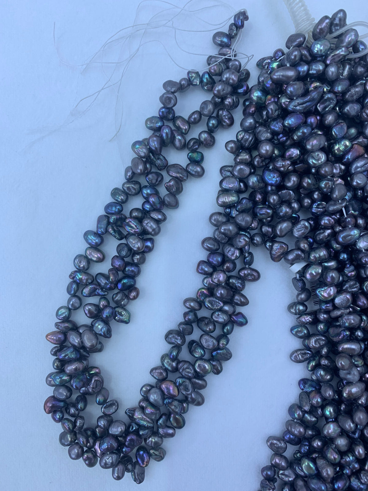 Black Dyed Freshwater Keshi Pearl Strand | 5–7mm AAA Grade | Per Strand