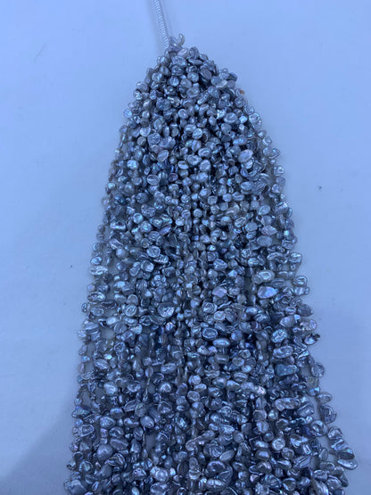 Grey Dyed Freshwater Keshi Pearl Strand | 5–7mm AAA Grade | Per Strand