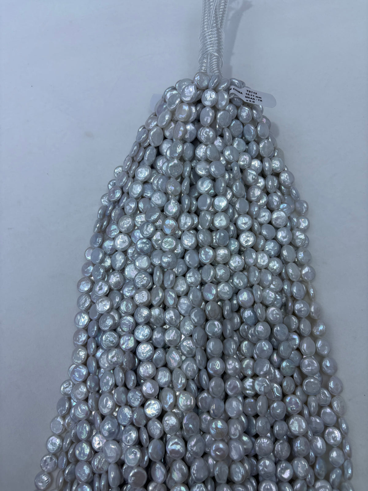 White Coin-Shaped Freshwater Pearl Strand | 10–11mm AA Grade | Per Strand