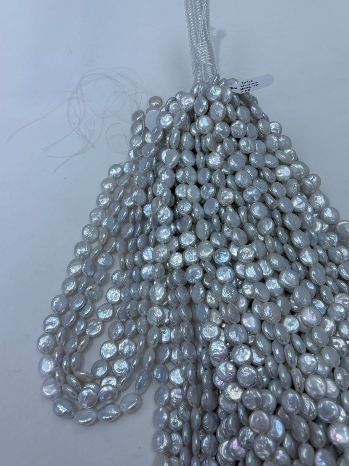 White Coin-Shaped Freshwater Pearl Strand | 10–11mm AA Grade | Per Strand