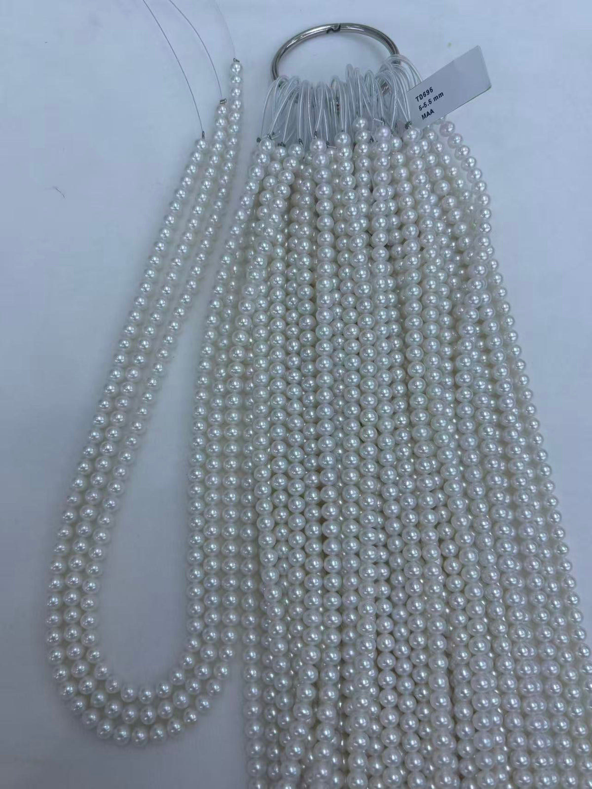 White Near-Round Freshwater Pearl Strand | 5–5.5mm AAA Grade | Per Strand