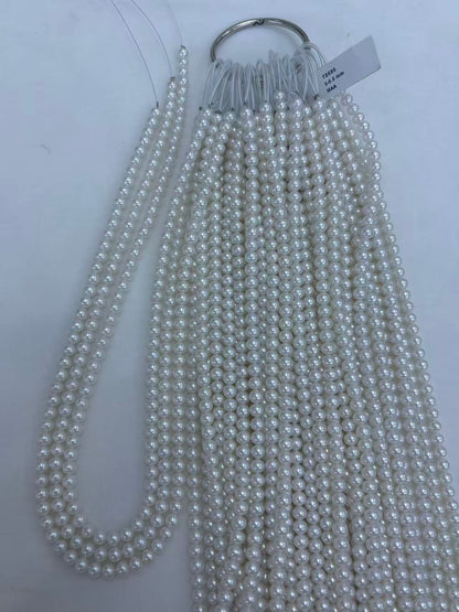 White Near-Round Freshwater Pearl Strand | 5–5.5mm AAA Grade | Per Strand