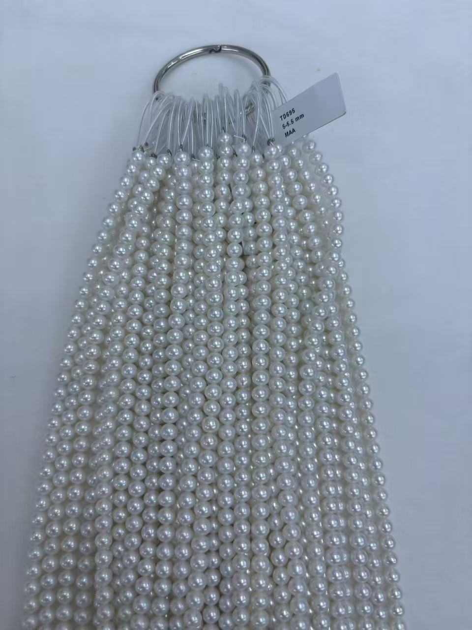 White Near-Round Freshwater Pearl Strand | 5–5.5mm AAA Grade | Per Strand