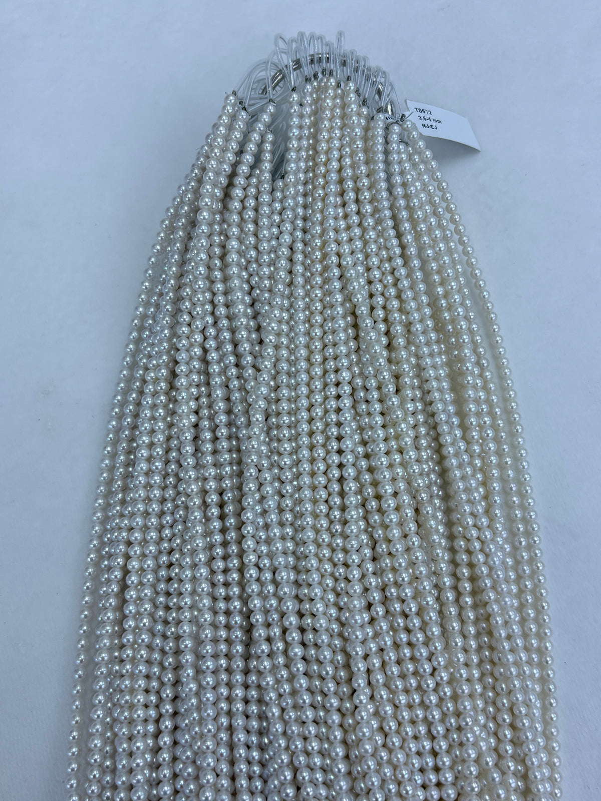 White Near-Round Freshwater Pearl Strand | 3.5–4mm AAAA Grade | Per Strand