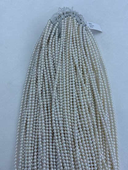 White Near-Round Freshwater Pearl Strand | 3.5–4mm AAAA Grade | Per Strand