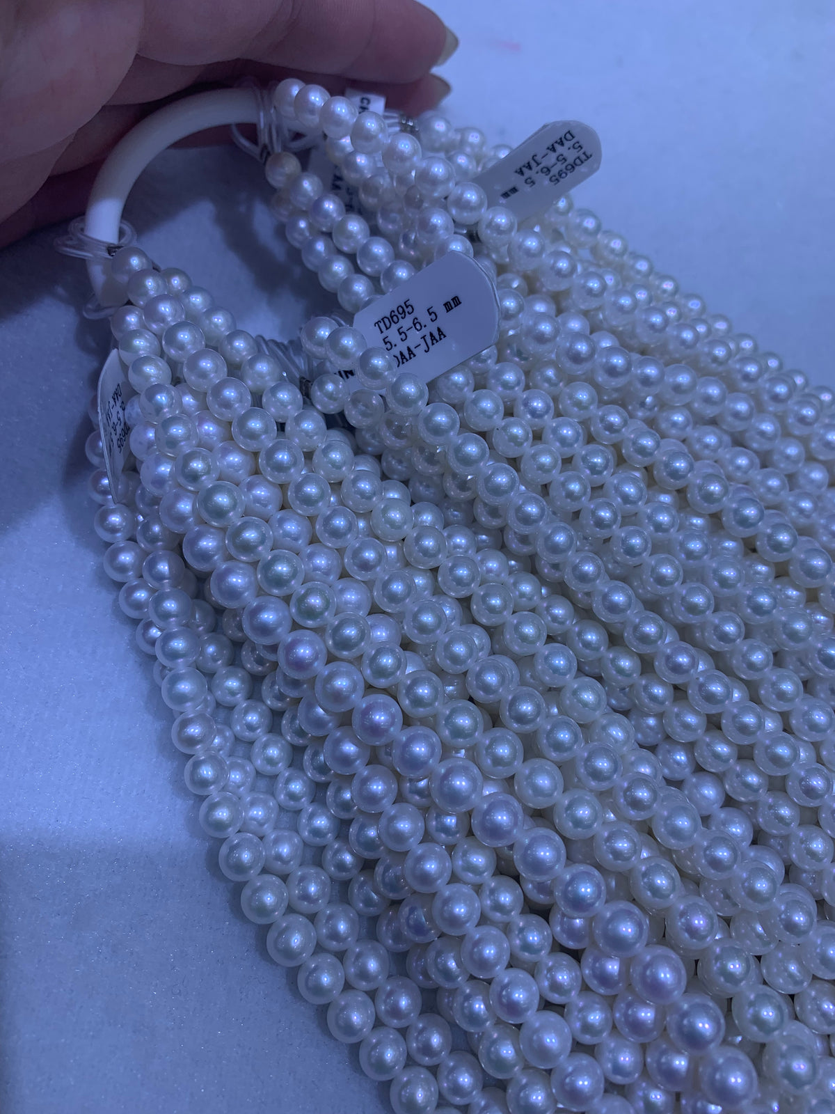 White Round Freshwater Pearl Strand | 5.5–6.5mm AAAA Grade | Per Strand