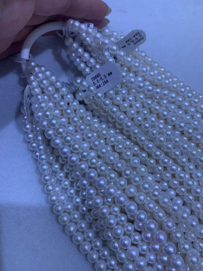 White Round Freshwater Pearl Strand | 5.5–6.5mm AAAA Grade | Per Strand