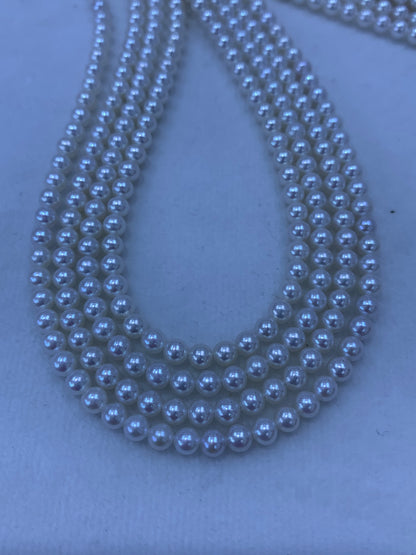 White Round Freshwater Pearl Strand | 3.5–4mm AAAA Grade | Per Strand