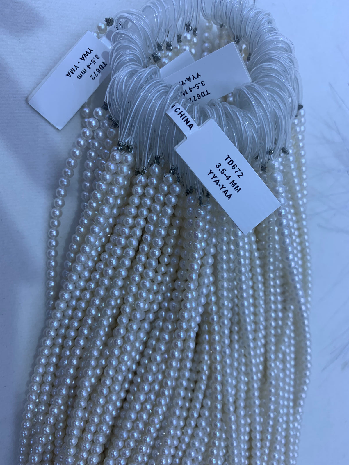 White Round Freshwater Pearl Strand | 3.5–4mm AAA Grade | Per Strand