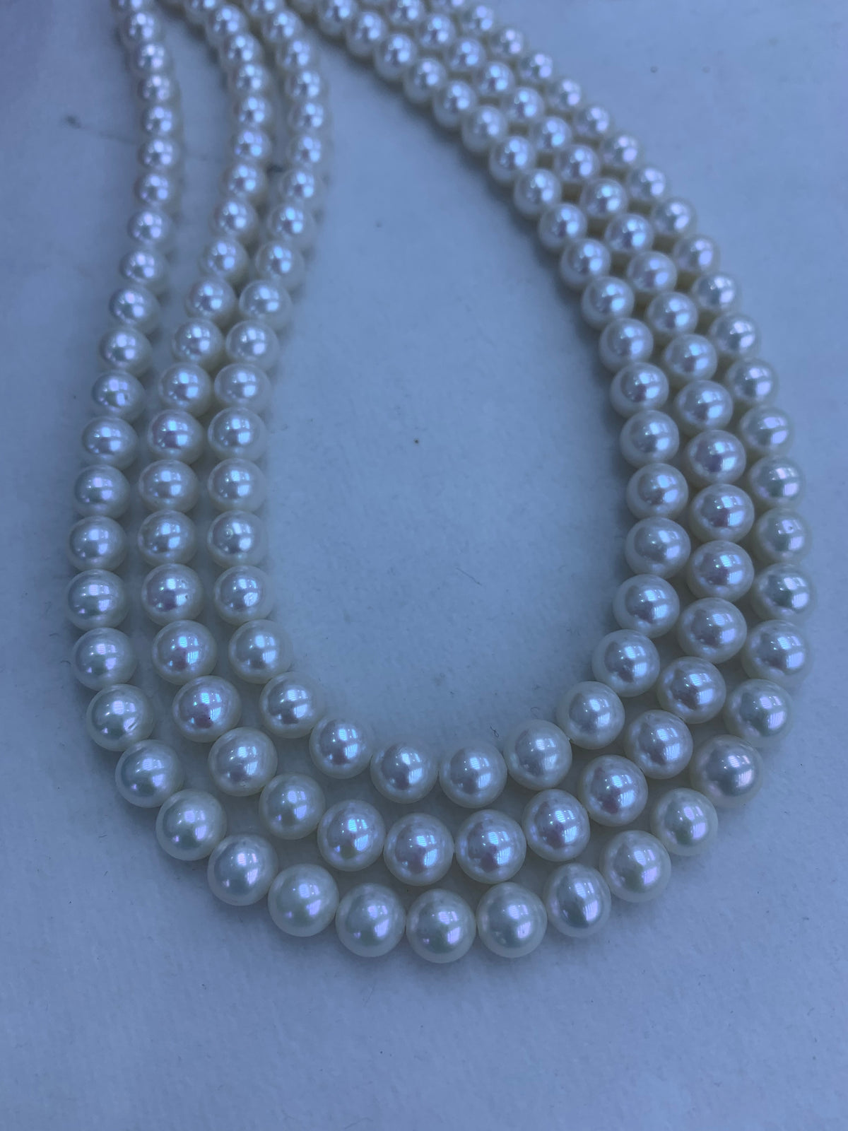 White Round Freshwater Pearl Strand | 6.5–7.5mm AAA Grade | Per Strand
