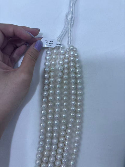 White Near-Round Freshwater Pearl Strand | 8–9.5mm AAA Grade | Per Strand