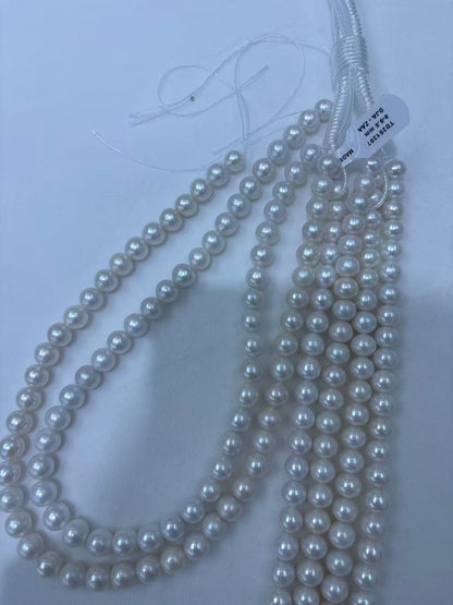 White Near-Round Freshwater Pearl Strand | 8–9.5mm AAA Grade | Per Strand