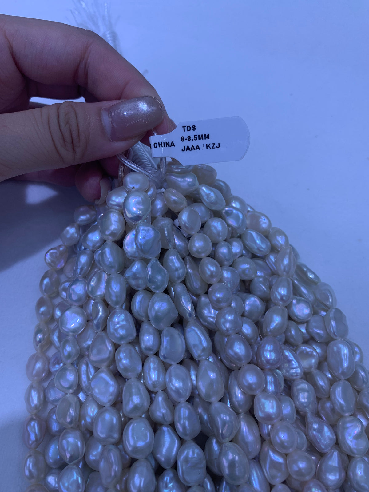 White Baroque Keshi Freshwater Pearl Strand | 8–8.5mm AAA Grade | Per Strand