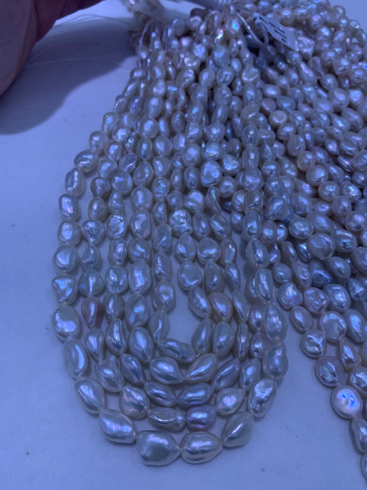 White Baroque Keshi Freshwater Pearl Strand | 8–8.5mm AAA Grade | Per Strand