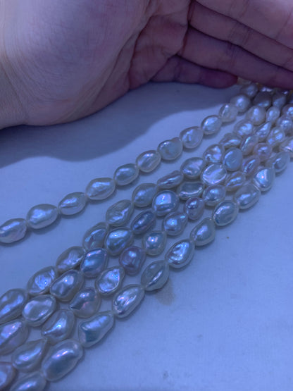 White Baroque Keshi Freshwater Pearl Strand | 8–8.5mm AAA Grade | Per Strand