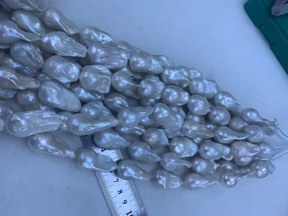 White Baroque Freshwater Pearl Strand | 17 × 19 × 40mm Grade A | Per Strand