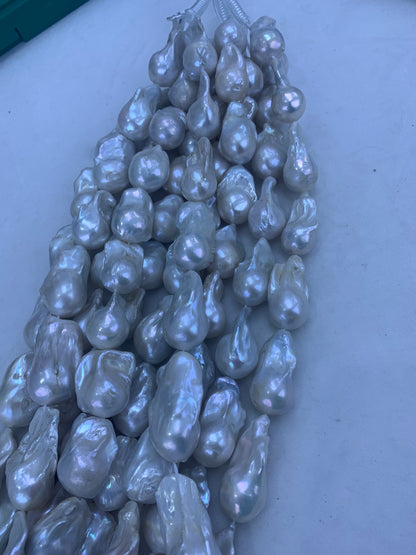 White Baroque Freshwater Pearl Strand | 17 × 19 × 40mm Grade A | Per Strand