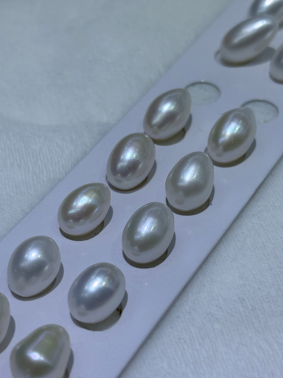 White Rice & Drop-Shaped Freshwater Loose Pearls | 8–9 × 10–12mm AAA Grade | Per Pair