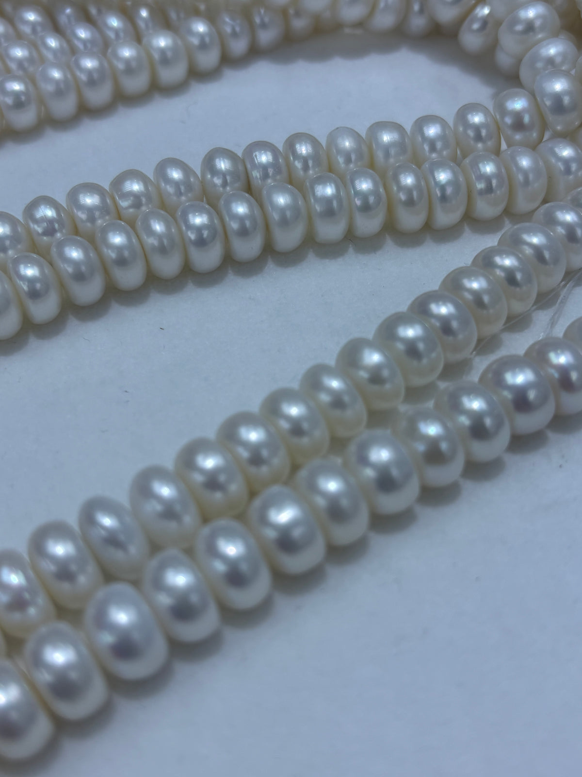 White Bread-Shaped (Button) Freshwater Pearl Strand | 9–10mm AA Grade | Per Strand