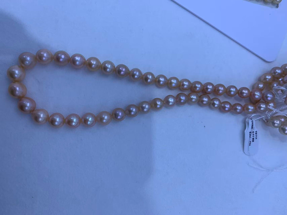 Pink Near-Round Freshwater Pearl Strand | 9–11mm AA Grade | Per Strand