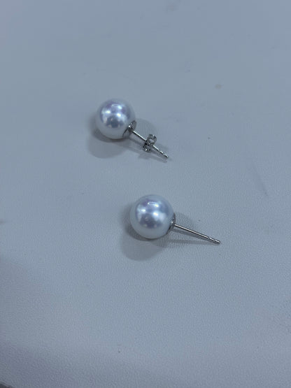 Stainless Steel - Freshwater Pearl Stud Earrings | 9–10mm AAAA Grade
