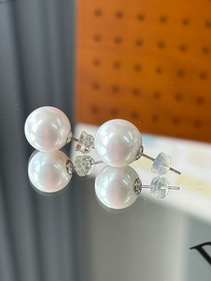 S925 Silver - Freshwater Pearl Stud Earrings | 11–12mm AAAA Grade