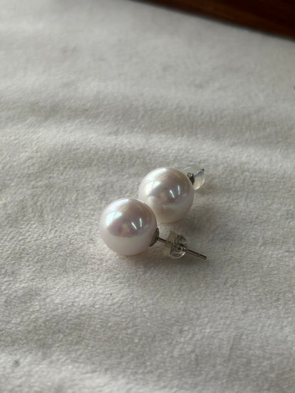 S925 Silver - Freshwater Pearl Stud Earrings | 11–12mm AAAA Grade
