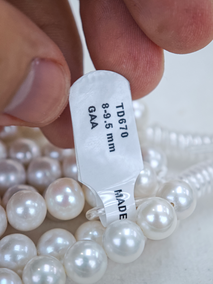 White Freshwater Edison Pearl Strand | 8–9.5mm AAAA Grade | Per Strand