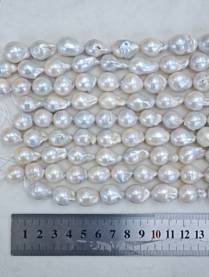 White Freshwater Baroque Threaded Pearl Strand | 13–15mm AA Grade | Per Strand