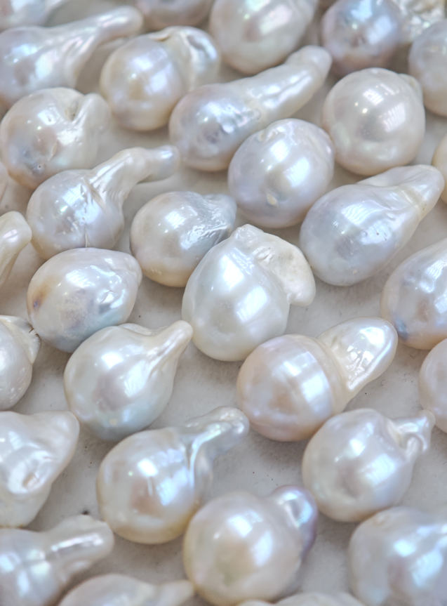 White Freshwater Baroque Threaded Pearl Strand | 13–15mm AA Grade | Per Strand