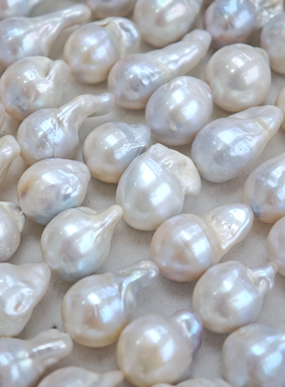 White Freshwater Baroque Threaded Pearl Strand | 13–15mm AA Grade | Per Strand